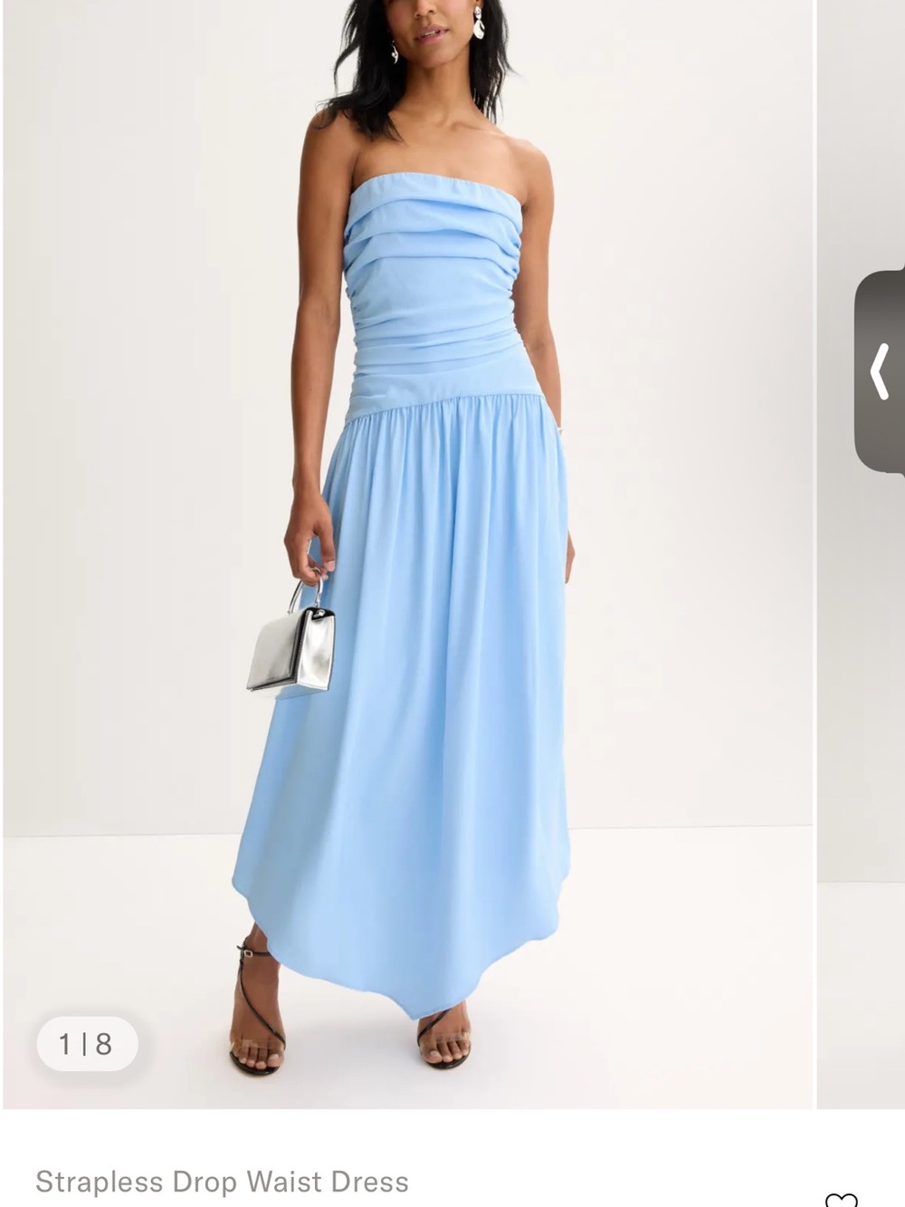 Jewel Badgley Mischka Strapless Ruched Maxi Dress Blue Size 4 MSRP $228